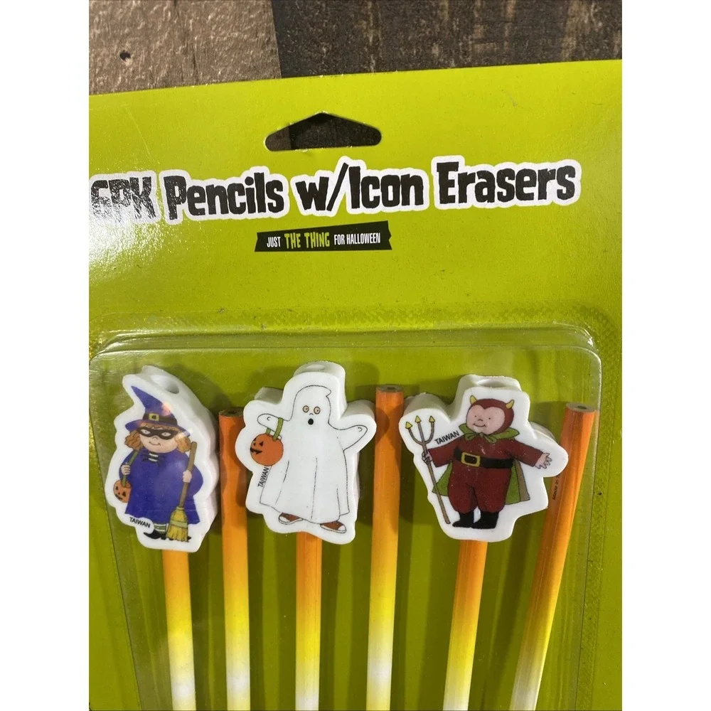 Party Favor Vtg Target Halloween 6 Pencils Erasers Ghost Witch Vampire‎ 2004
